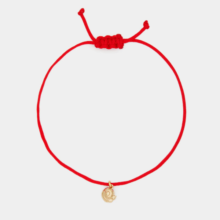 Deux Lions -  Bracelet L'Escargot Cordon Rouge en Or