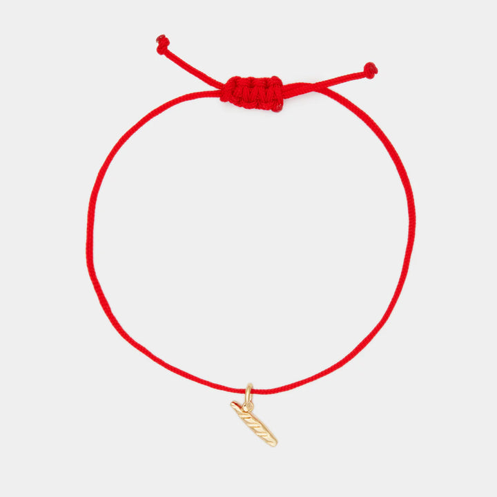 Deux Lions -  Bracelet La Baguette Cordon Rouge en Or