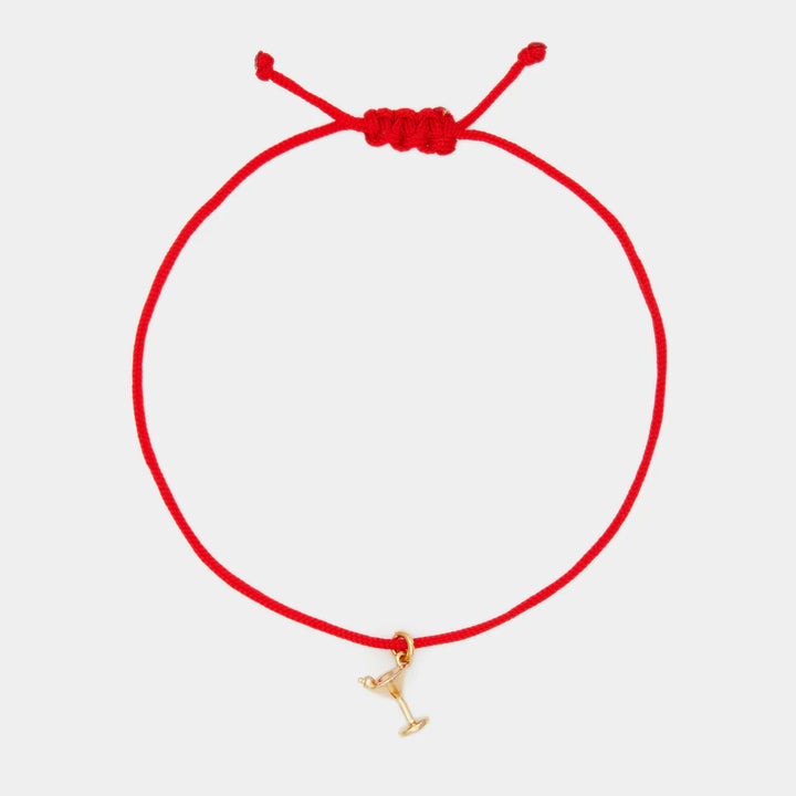 Deux Lions -  Bracelet Le Martini Cordon Rouge en Or