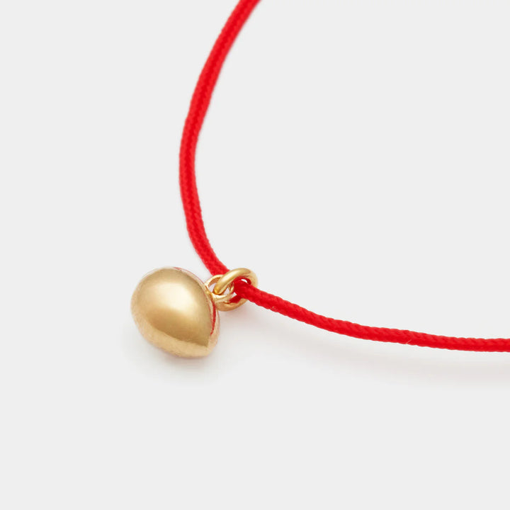 Deux Lions -  Bracelet L'Olive Cordon Rouge en Or