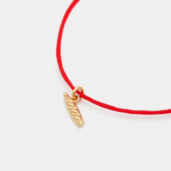 Deux Lions -  Bracelet La Baguette Cordon Rouge en Or