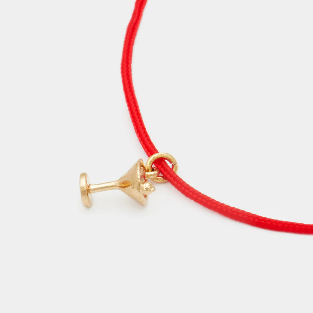 Deux Lions -  Bracelet Le Martini Cordon Rouge en Or