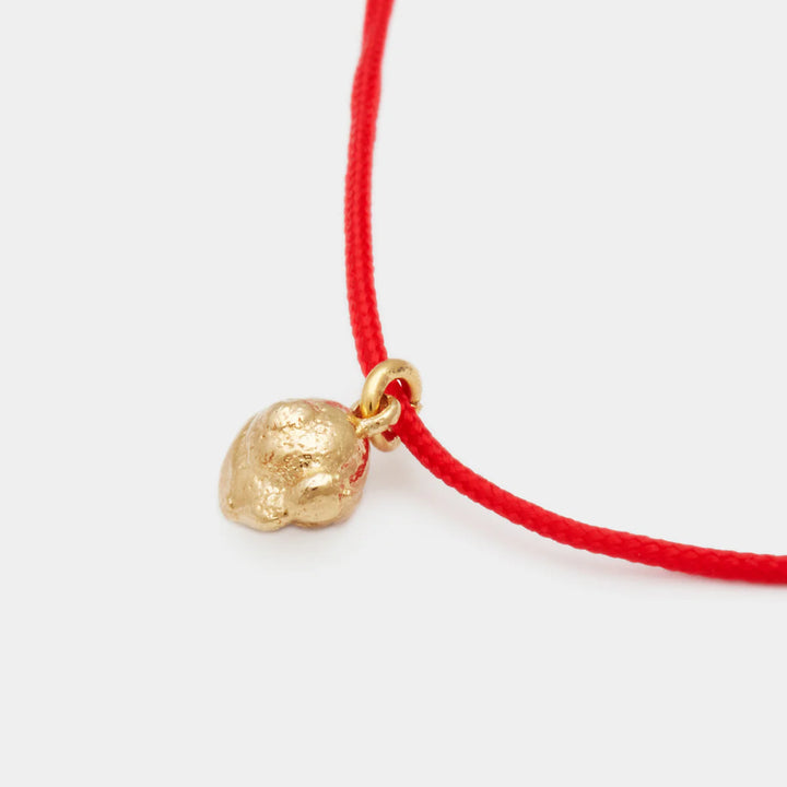 Deux Lions -  Bracelet L'Escargot Cordon Rouge en Or