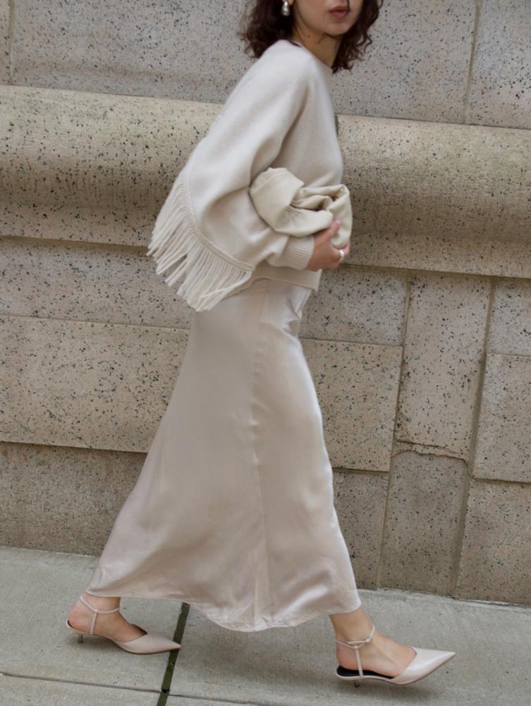 White + Warren - Pull Luxe à Franges en Cachemire Mélangé