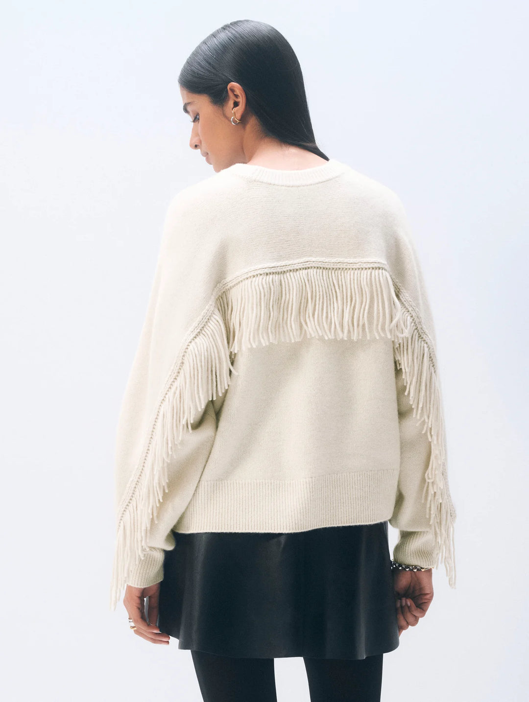 White + Warren - Pull Luxe à Franges en Cachemire Mélangé