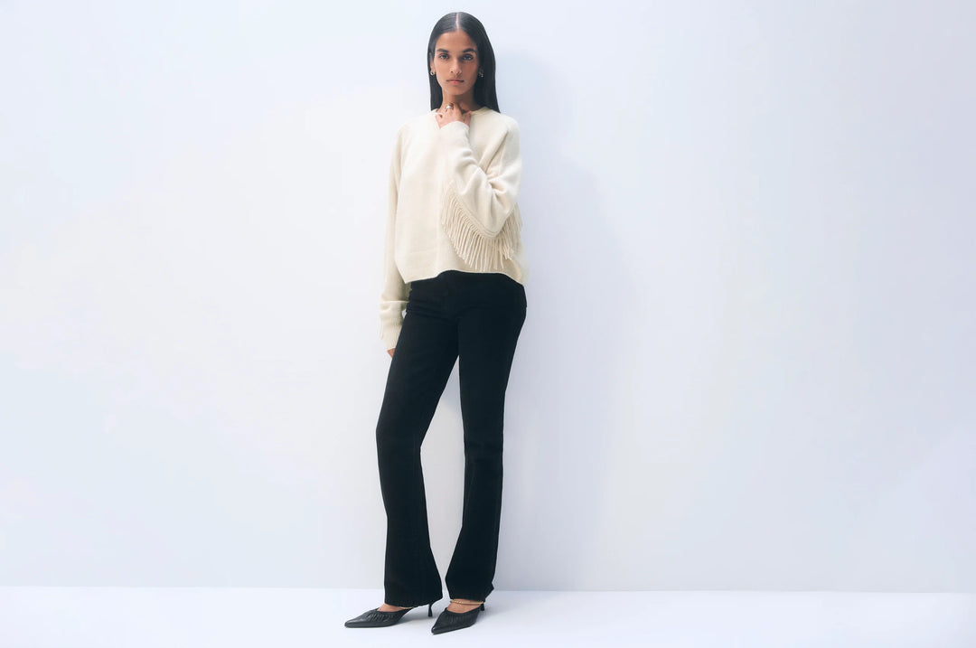 White + Warren - Pull Luxe à Franges en Cachemire Mélangé