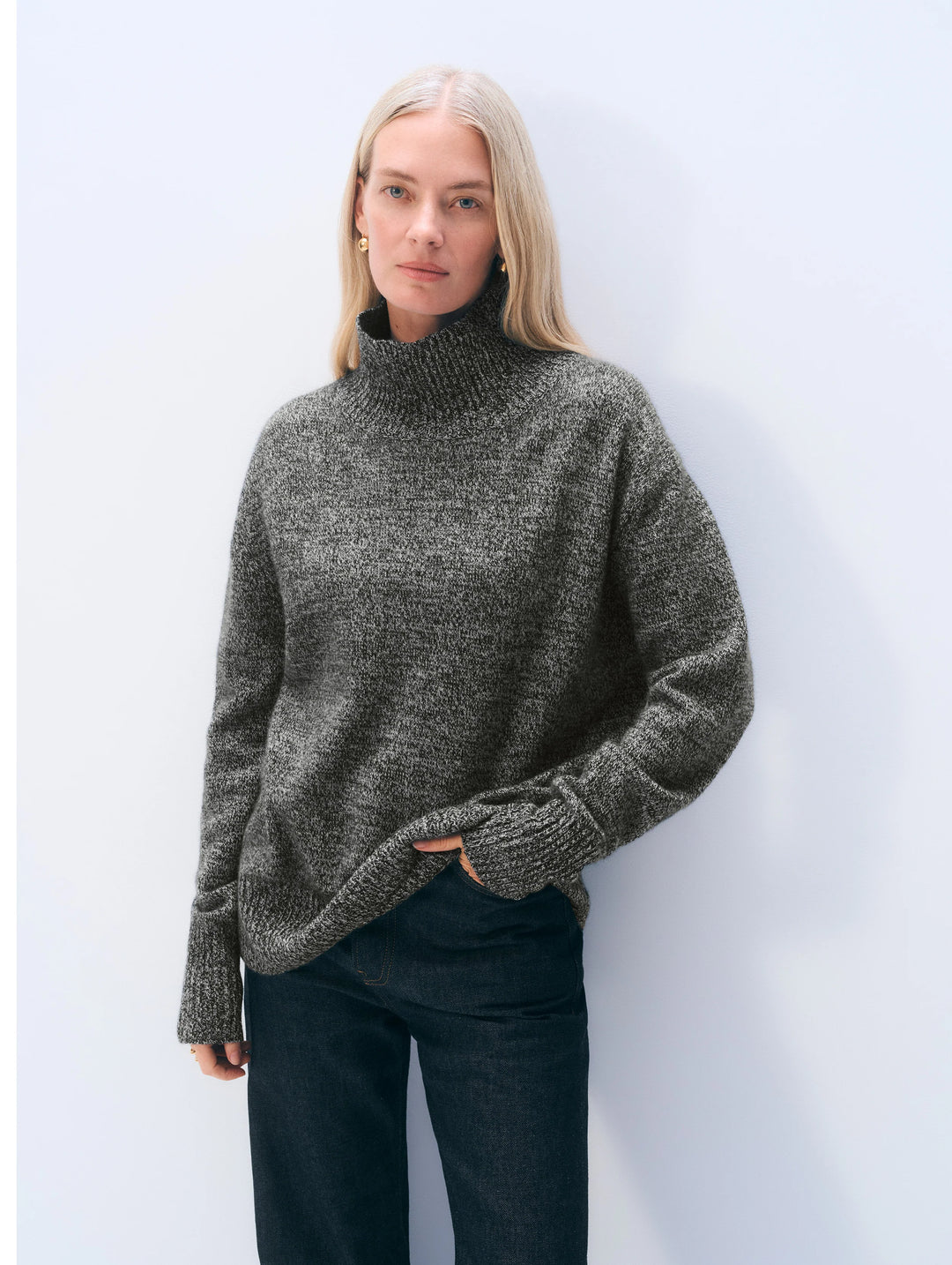 White + Warren - Pull oversize en cachemire à col montant