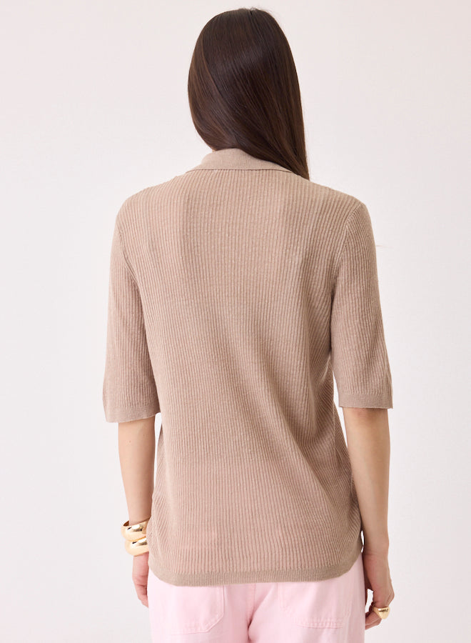 Majestic Filatures - 3/4 Sleeve Ribbed Linen Top