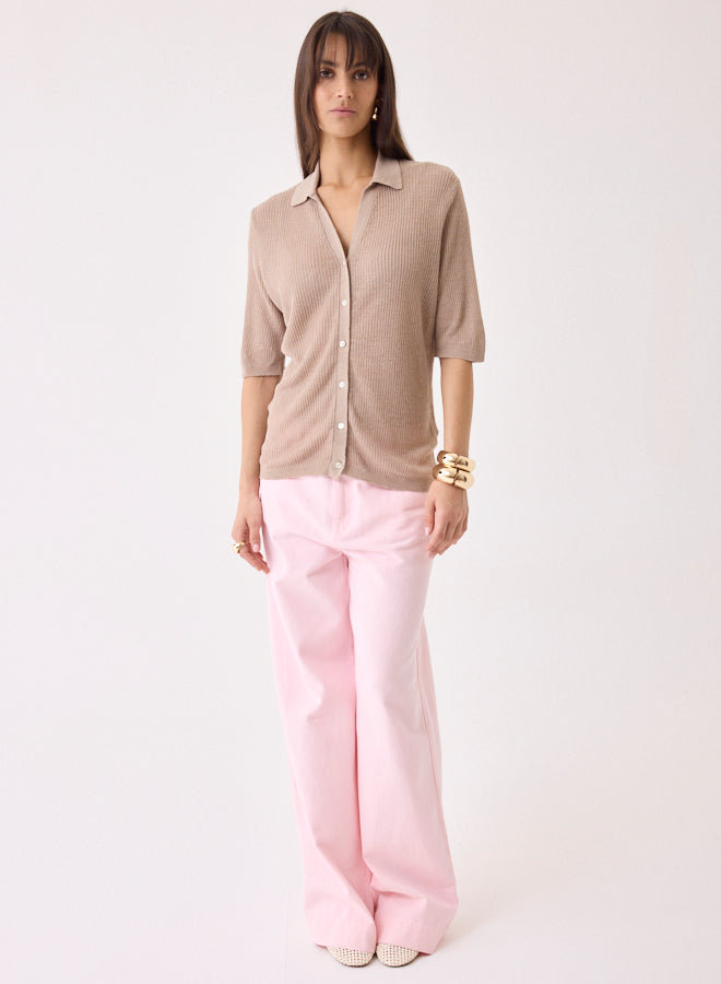 Majestic Filatures - 3/4 Sleeve Ribbed Linen Top