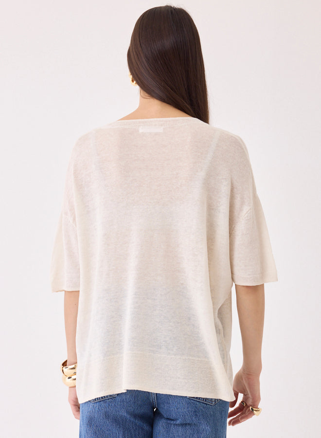 Majestic Filatures - Mid-Sleeve Linen Knit Top