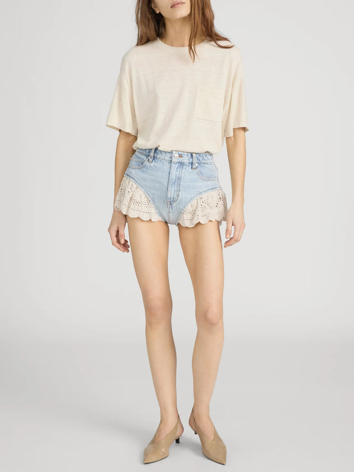 Frame -  Short en jeans The Crochet Ruffle
