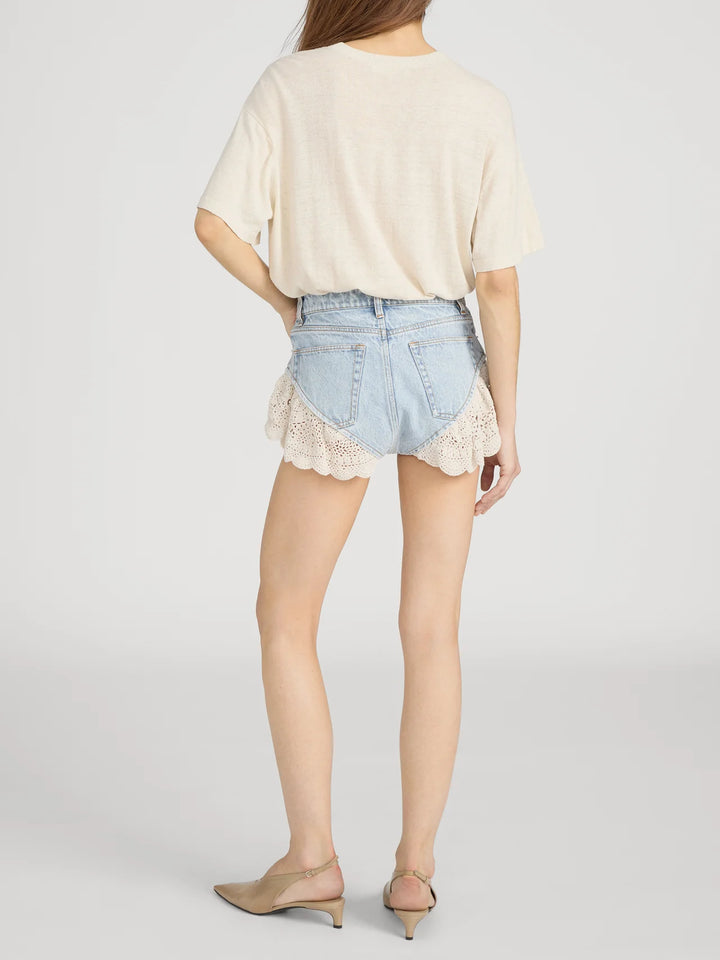 Frame -  Short en jeans The Crochet Ruffle