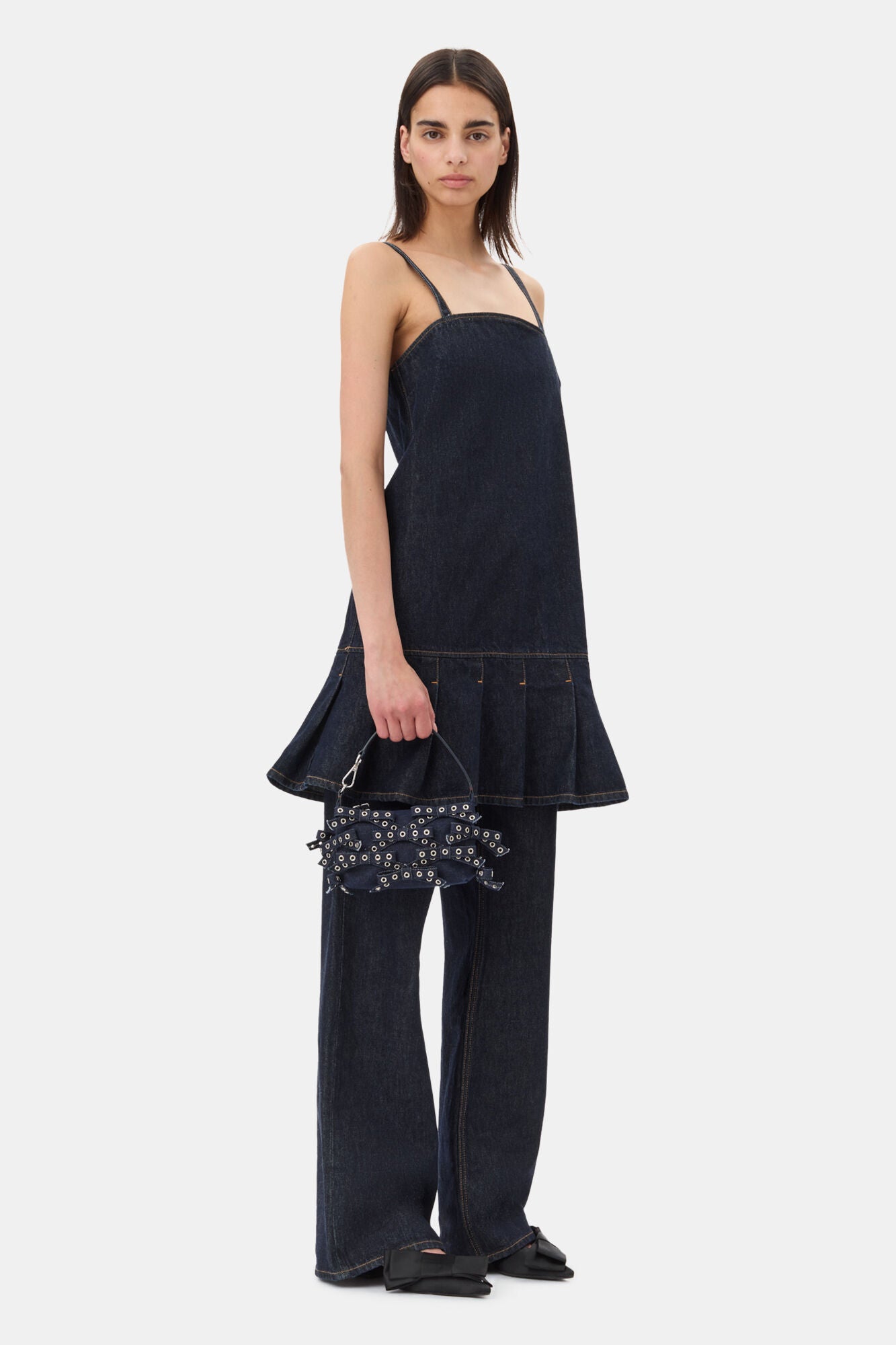 Ganni - Butterfly Small Pouch Bow Eyelet Denim – Boutique Billie
