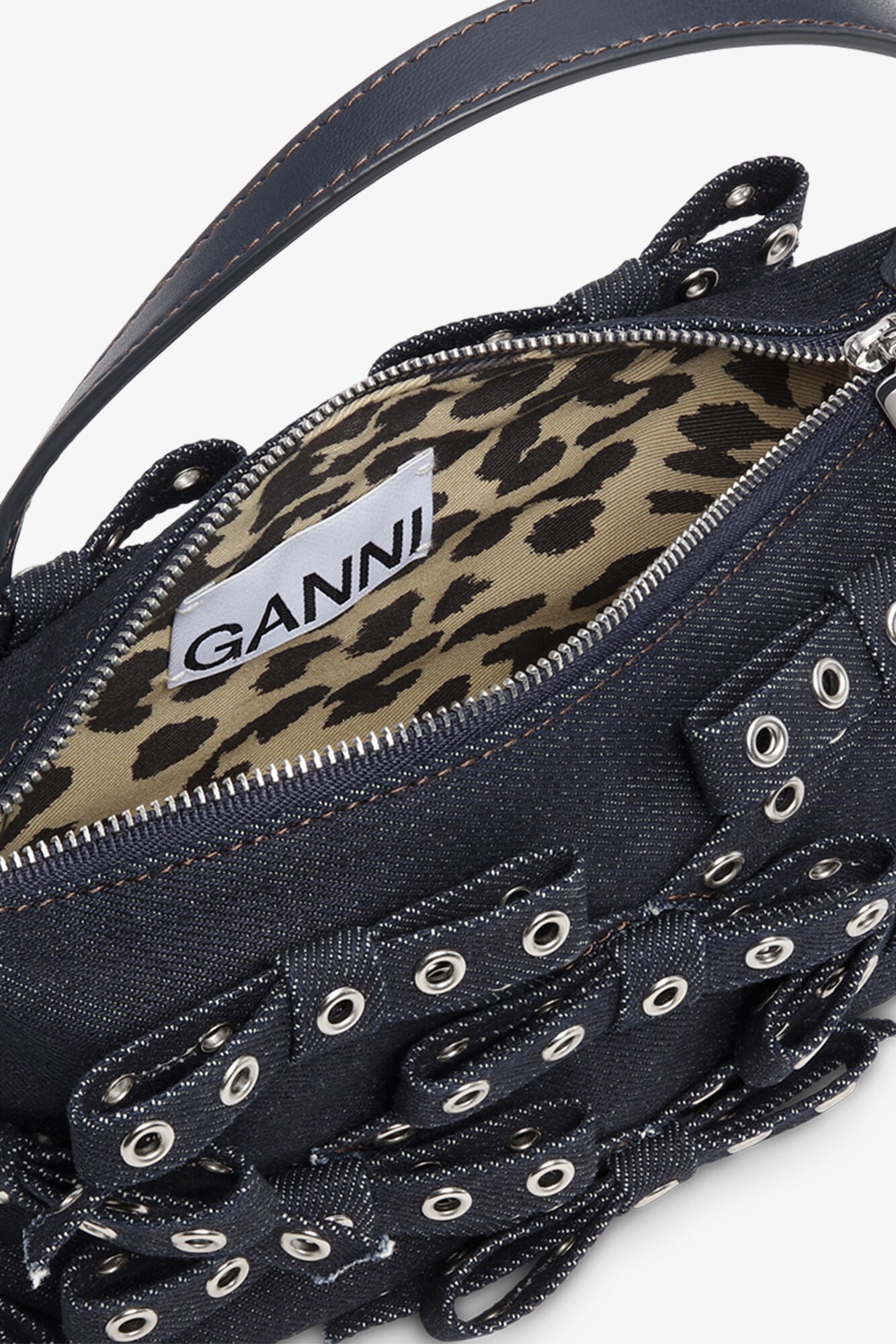 Ganni - Butterfly Small Pouch Bow Eyelet Denim – Boutique Billie