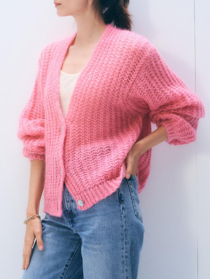 White + Warren - Cardigan en Mohair de Luxe