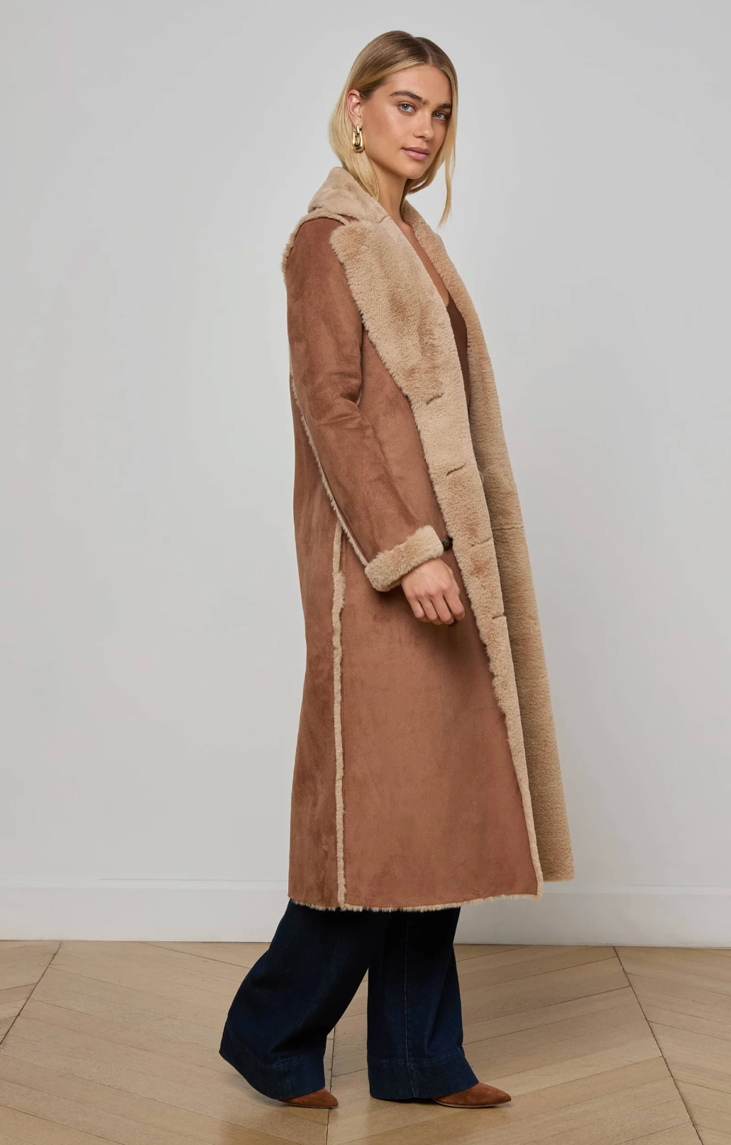 L'agence - Manteau Faux Fur Maxi Citron