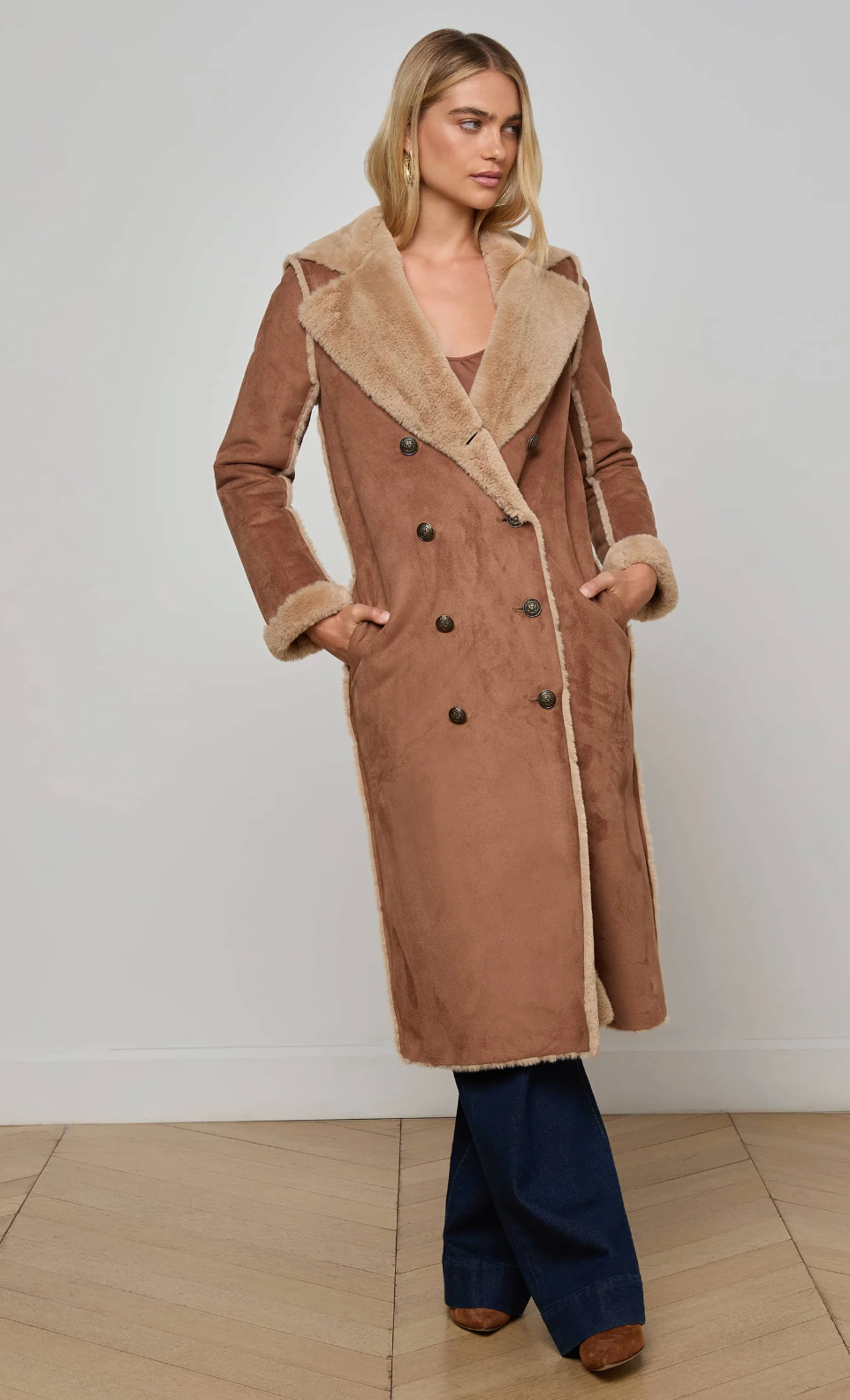 L'agence - Manteau Faux Fur Maxi Citron