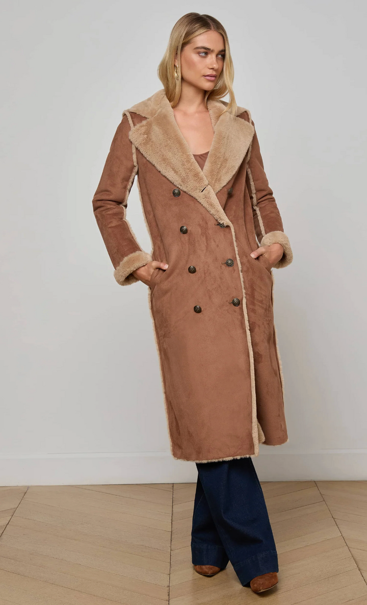 L'agence - Manteau Faux Fur Maxi Citron