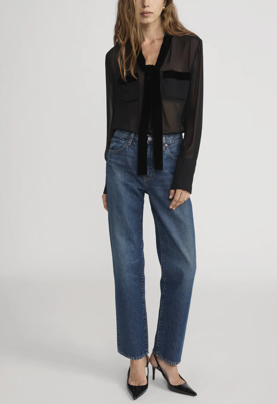 Frame - Blouse à Bordure en Velours