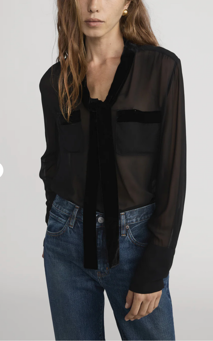 Frame - Blouse à Bordure en Velours