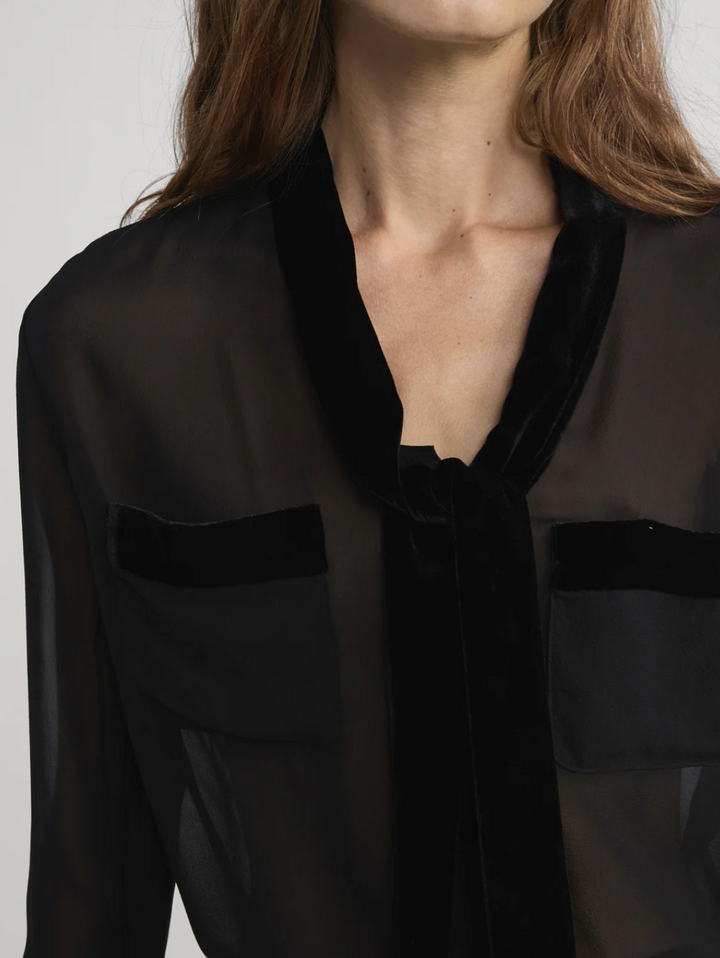 Frame - Blouse à Bordure en Velours