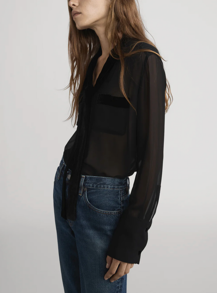 Frame - Blouse à Bordure en Velours