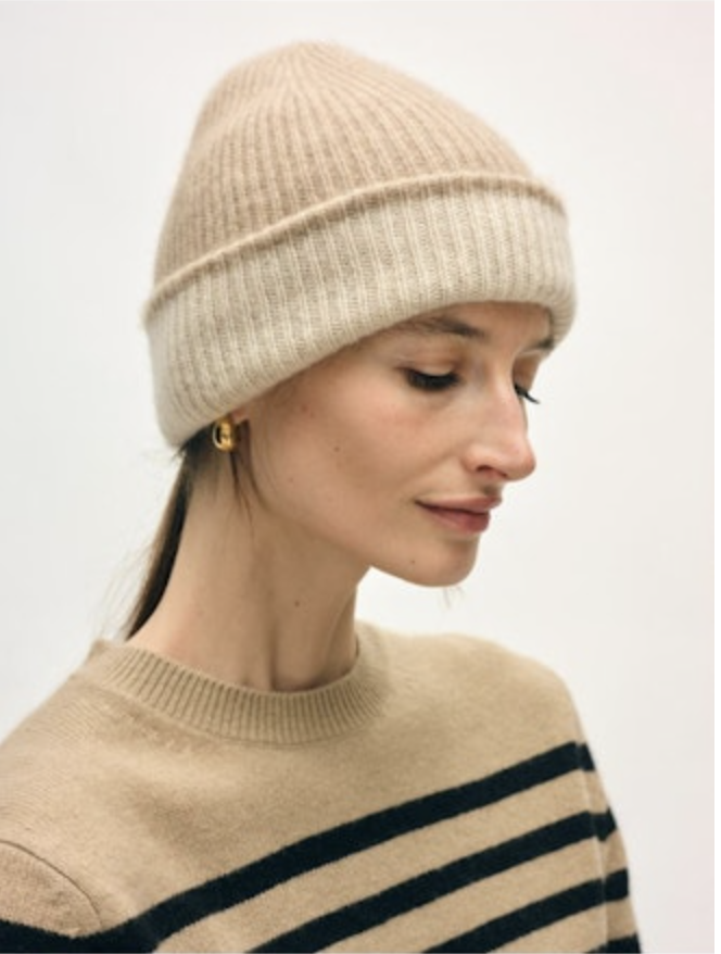 White & Warren - Cashmere Colorblock Beanie