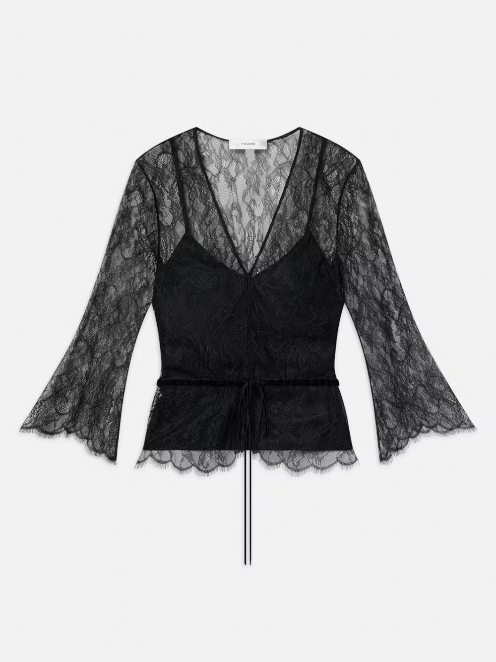 Frame - Lace V-Neck Blouse - Boutique Billie 