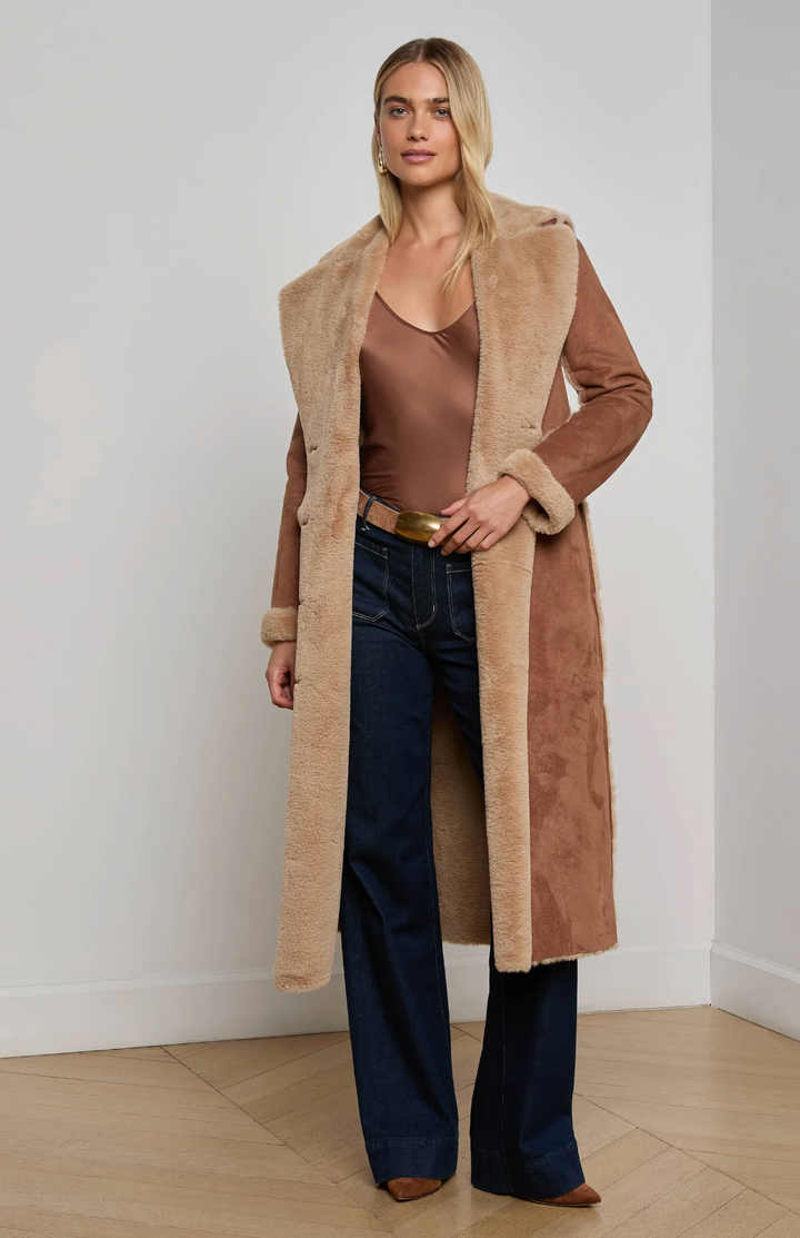 L'agence - Manteau Faux Fur Maxi Citron