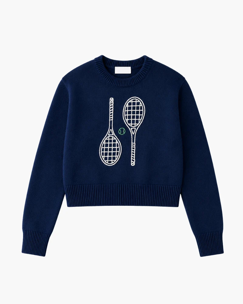 White + Warren - Pull en cachemire tennis racquet