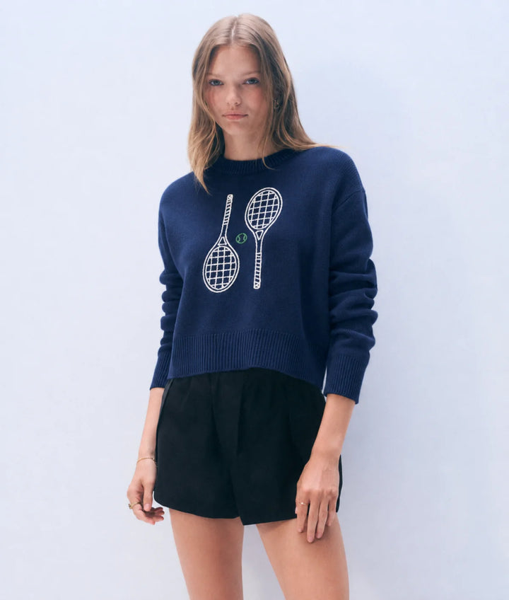 White + Warren - Pull en cachemire tennis racquet