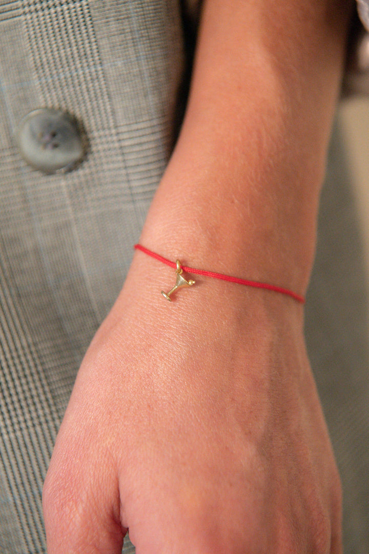 Deux Lions -  Bracelet Le Martini Cordon Rouge en Or