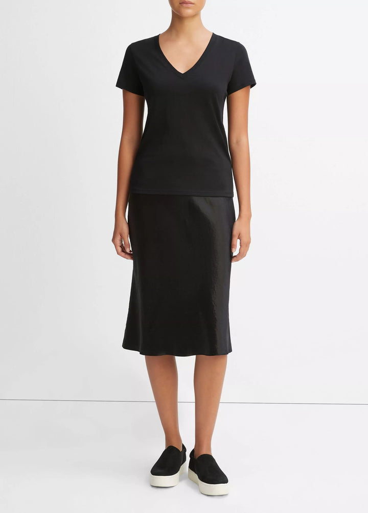 Vince - T-shirt Col V Essentiel en Coton Pima