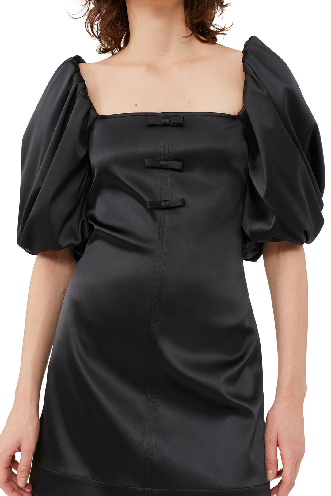 ganni double satin dress Printed Double Satin Mini Strap Dress