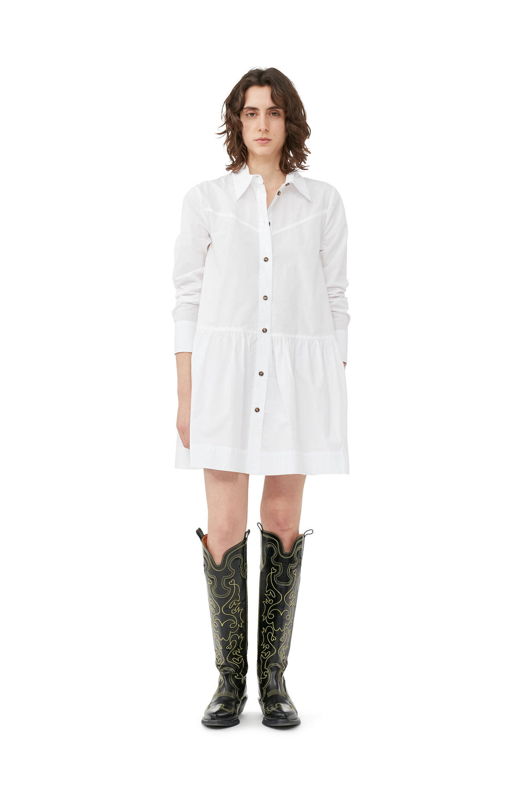 ganni mini shirt dress Stretch Mini Shirt Dress