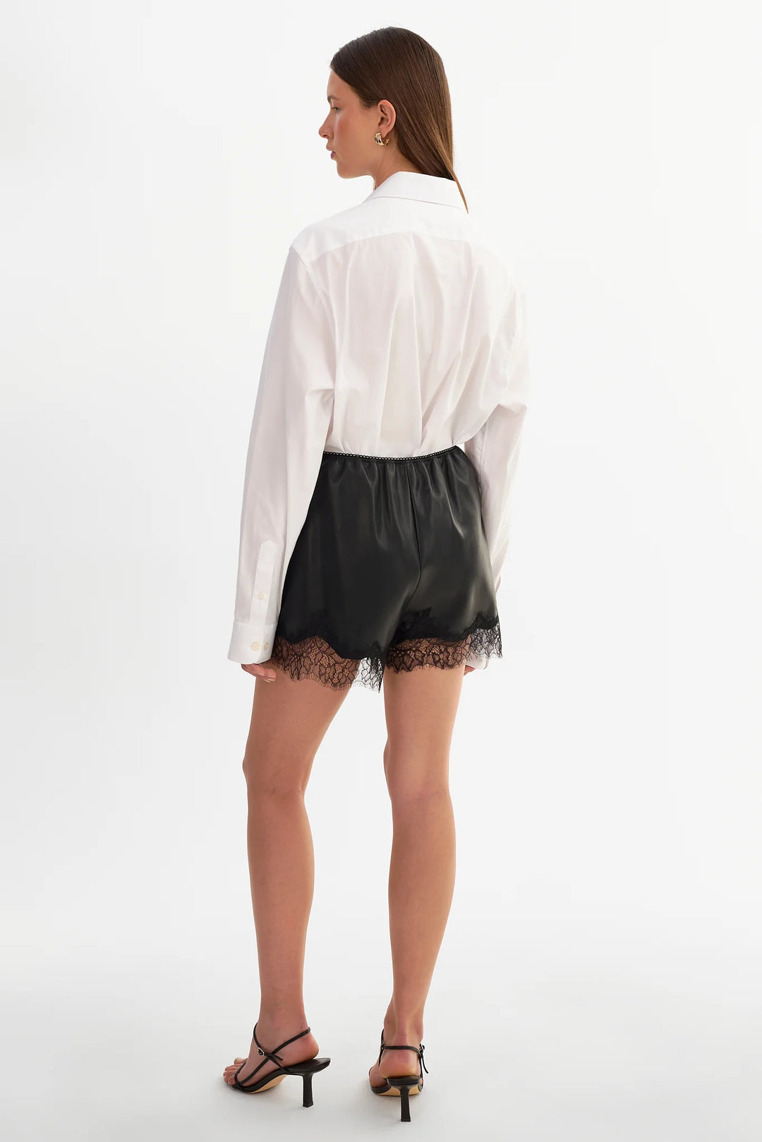 Lamarque - Short en similicuir à bordure en dentelle Farah