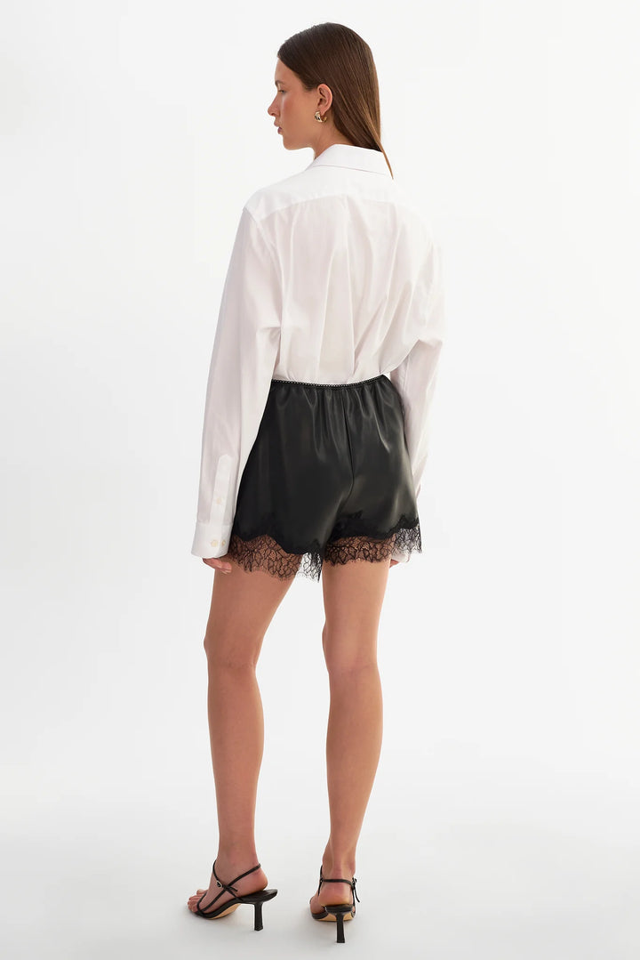 Lamarque - Short en similicuir à bordure en dentelle Farah