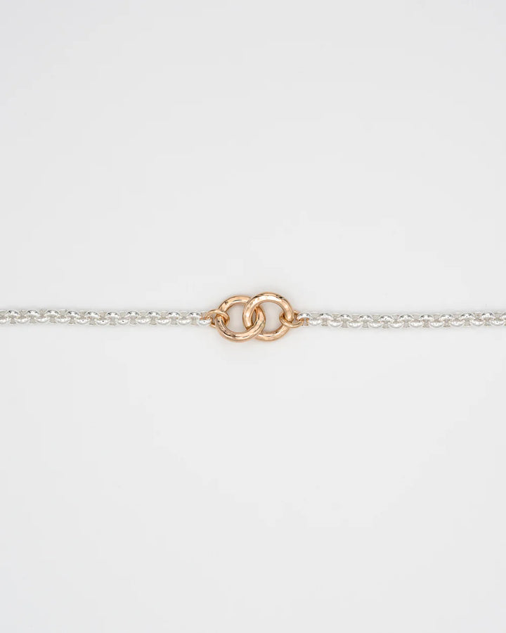 Flora - Bracelet 6 po chaîne rolo en argent sterling double anneaux