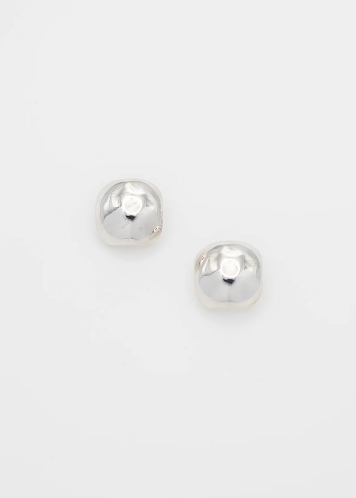 Flora - 17 mm Sterling Silver Domed Square Earrings