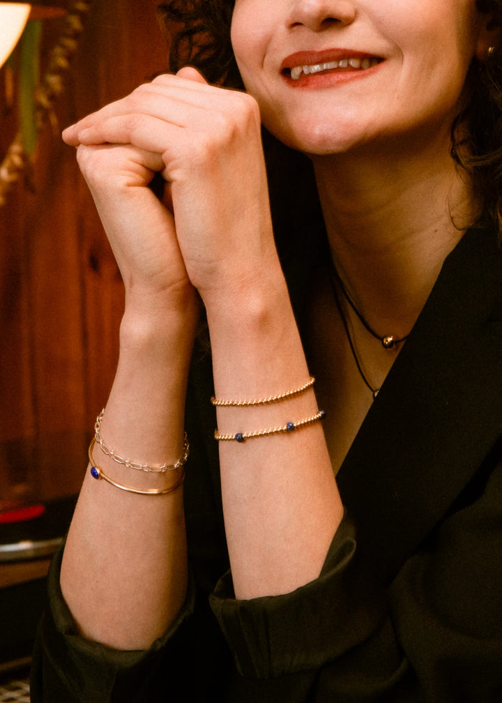 Flora - Bracelet 6 po billes en or rempli 3 mm