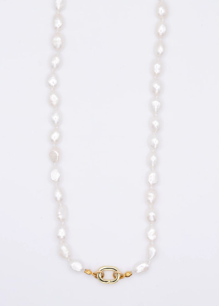 Flora - Collier 17 po perles ovales 7 mm fermoir à ressort avant