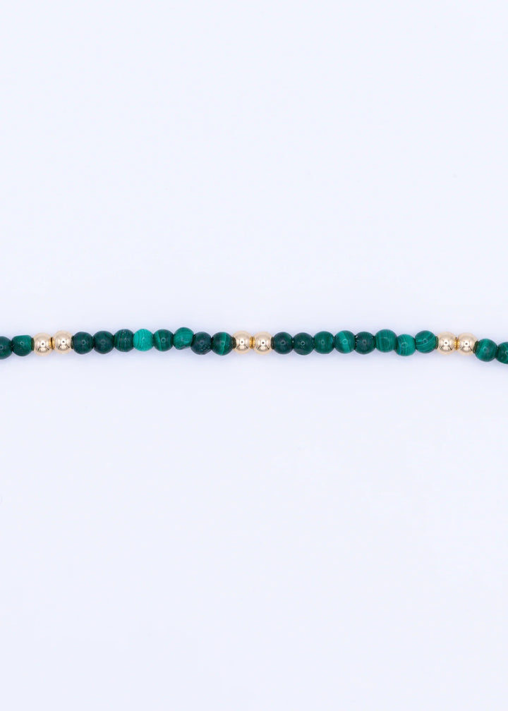 Flora - Bracelet 6 po pierres de malachite et billes en or rempli