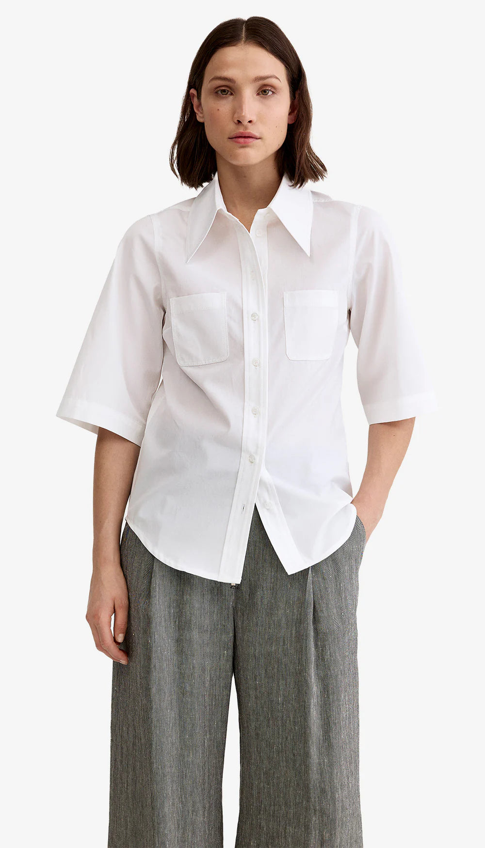 Smythe - Chemise manches 3/4 à col pointu