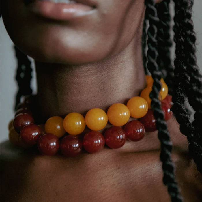 Deux Lions - Collier Cherry Stone Avec  Fermoir Cygne en Argent