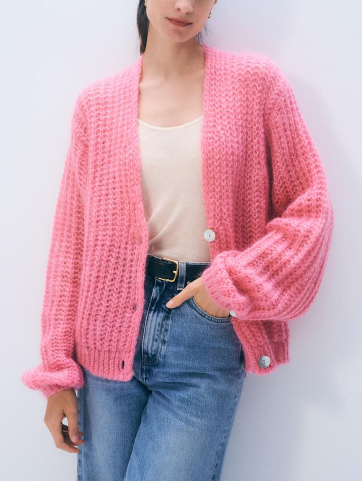 White + Warren - Cardigan en Mohair de Luxe