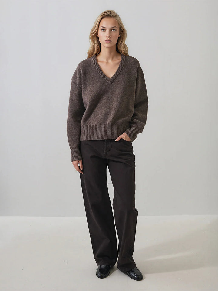 Patrick Assaraf - Pull oversize à col V en laine extrafine