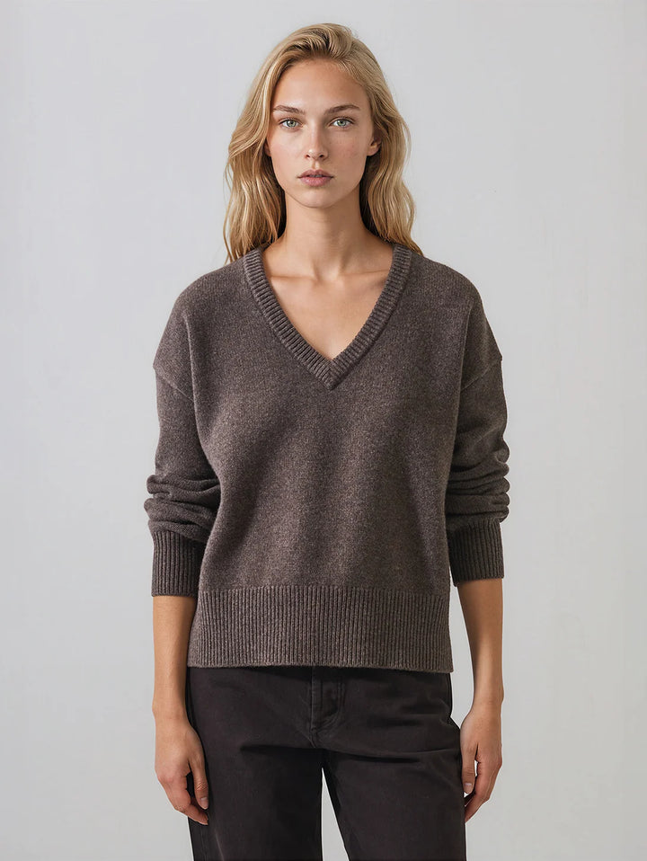 Patrick Assaraf - Pull oversize à col V en laine extrafine