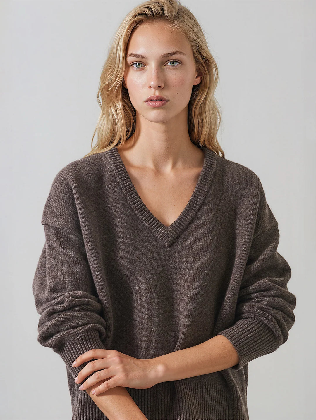 Patrick Assaraf - Pull oversize à col V en laine extrafine