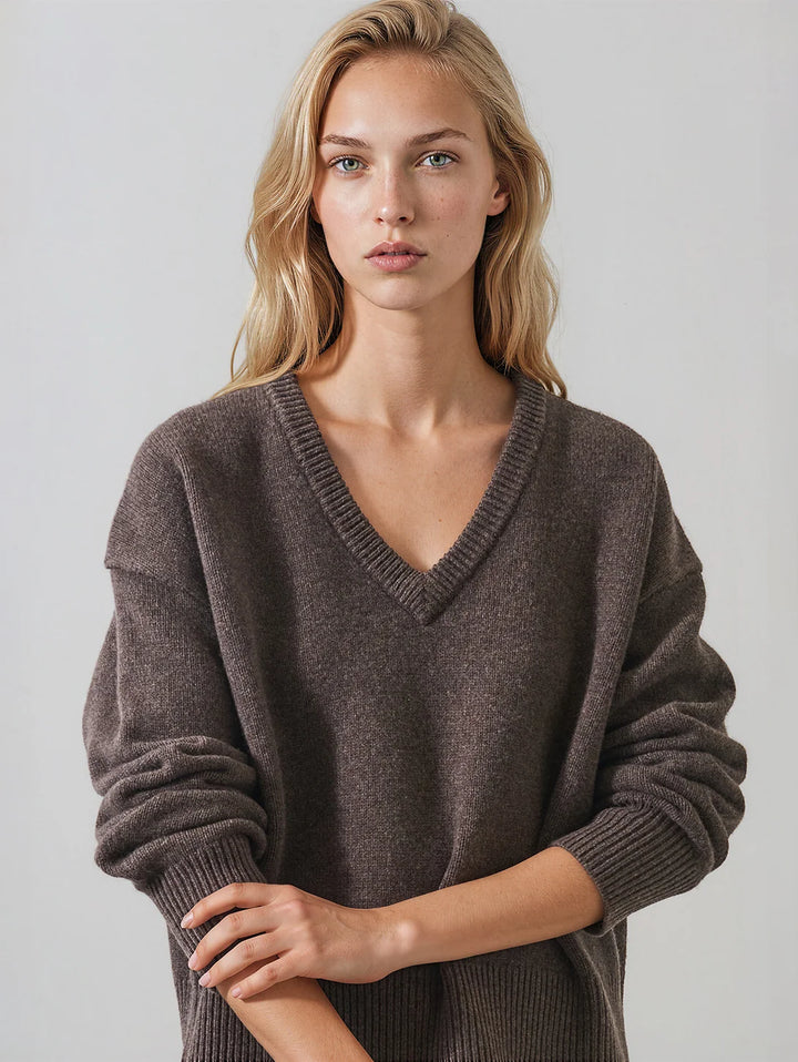 Patrick Assaraf - Pull oversize à col V en laine extrafine