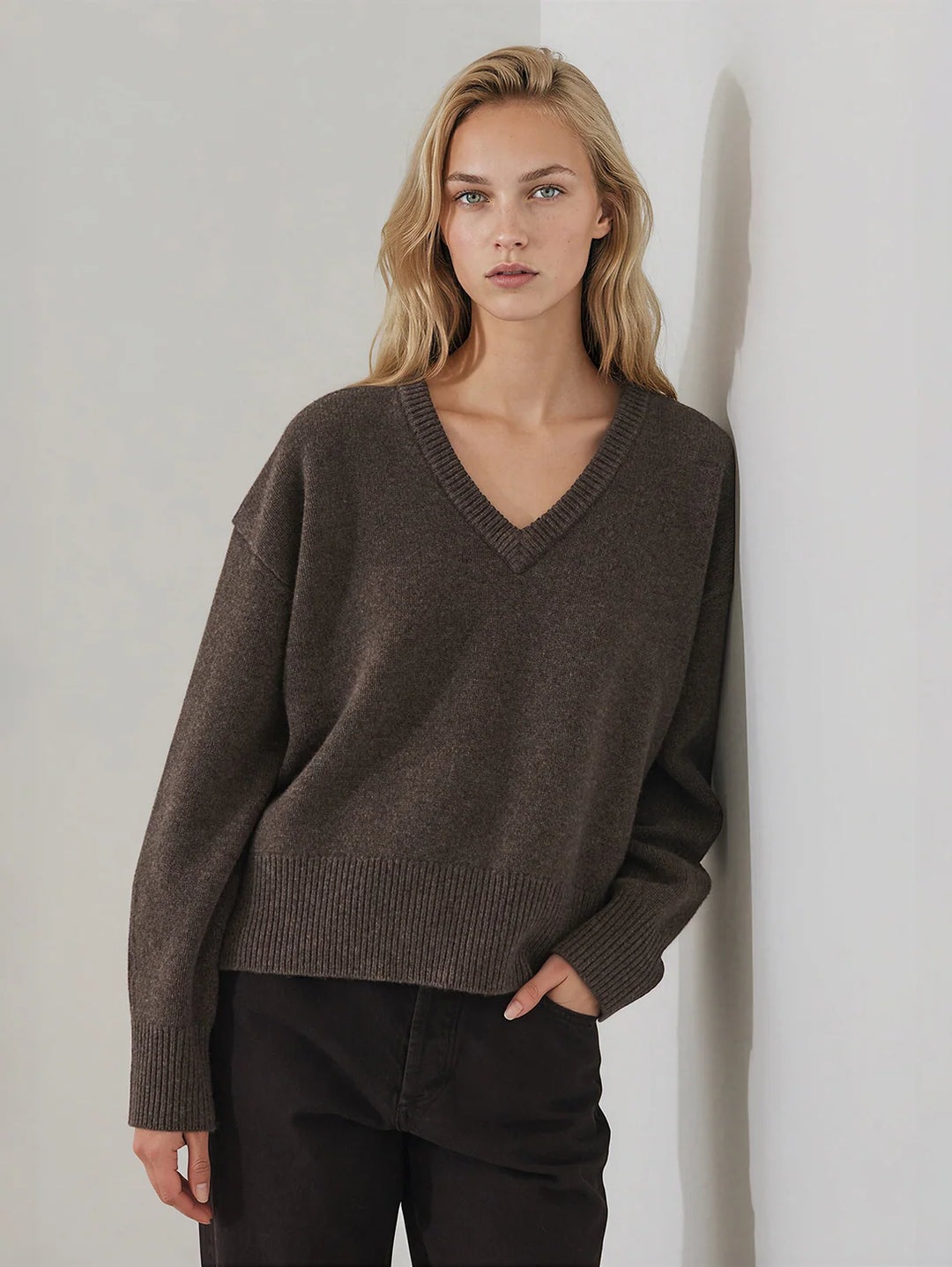 Patrick Assaraf - Pull oversize à col V en laine extrafine